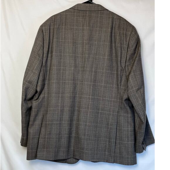 Pronto Uomo Platinum Men's Size 48L Tan Plaid 100% Wool 2 Button Blazer - Picture 7 of 7